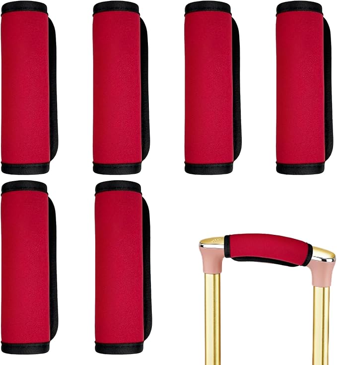 6 Pack Luggage Handle Wrap for Suitcase Luggage Tags Bright Soft Suitcase Identifiers Luggage Handle Covers Travel Accessories, Red