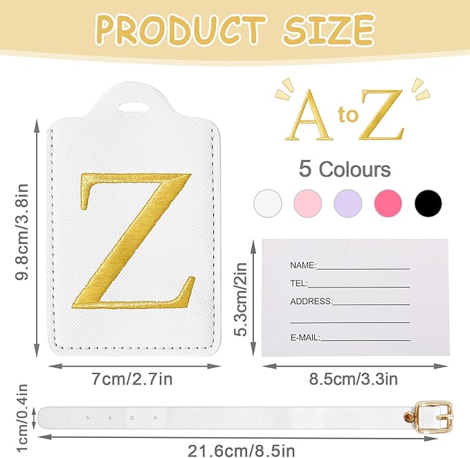 Personalized Initial Letter Luggage Tags for Suitcases,Suitcase Identifier Baggage Tag,Cute Travel Luggage Tags,Best Gift Wedding Birthday for Couples Honeymoon Friend Family Vacation(White Z)