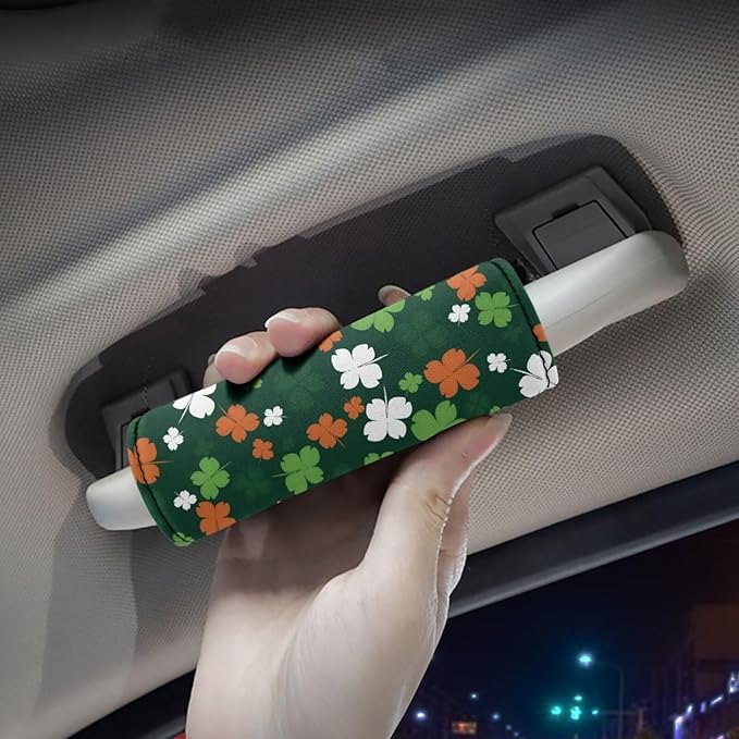 BIGCARJOB St. Patrick Luggage Handle Wraps Set for Suitcase,Set of 2 Pcs Cute Leave Print Luggage Tag Identifiers Marker Travel Accessories Suitcase Tags Identifiers Travel Bags