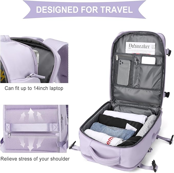 WONHOX Large Travel Backpack Carry on Flight Approved Laptop Work Business Backpack for Women Men Mochila de Viaje