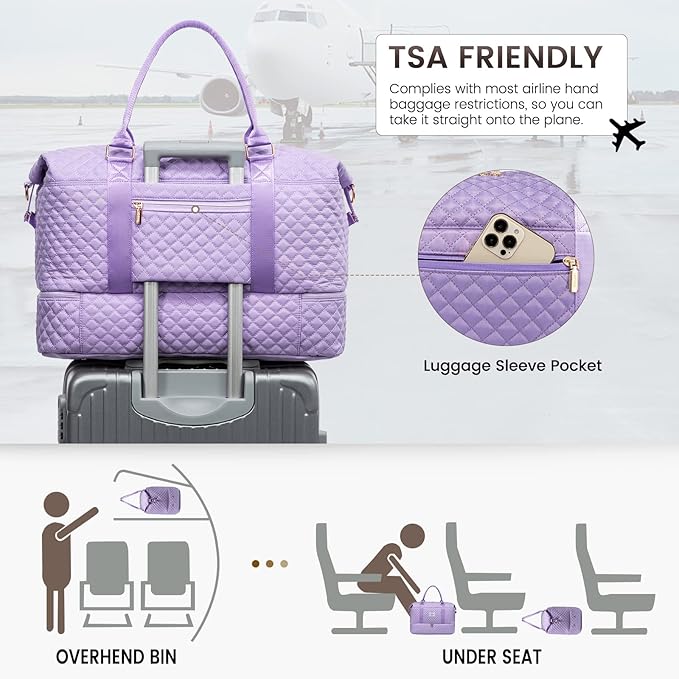LOVEVOOK Travel Duffle Bag,Weekender Bags for Women with Shoe Compartment，Carry on Overnight Bag with Toiletry Bag,Gym Duffel Bag with Wet Pocket, Hospital Bags for Labor and Delivery