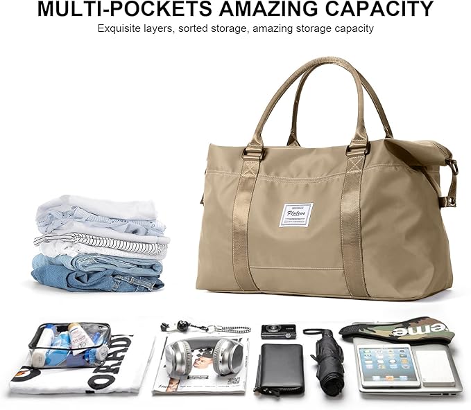 HYC00 Travel Duffel Bag,Carry-on Overnight Weekender Bags for Women,Sports Tote Gym Bag with Wet Pocket