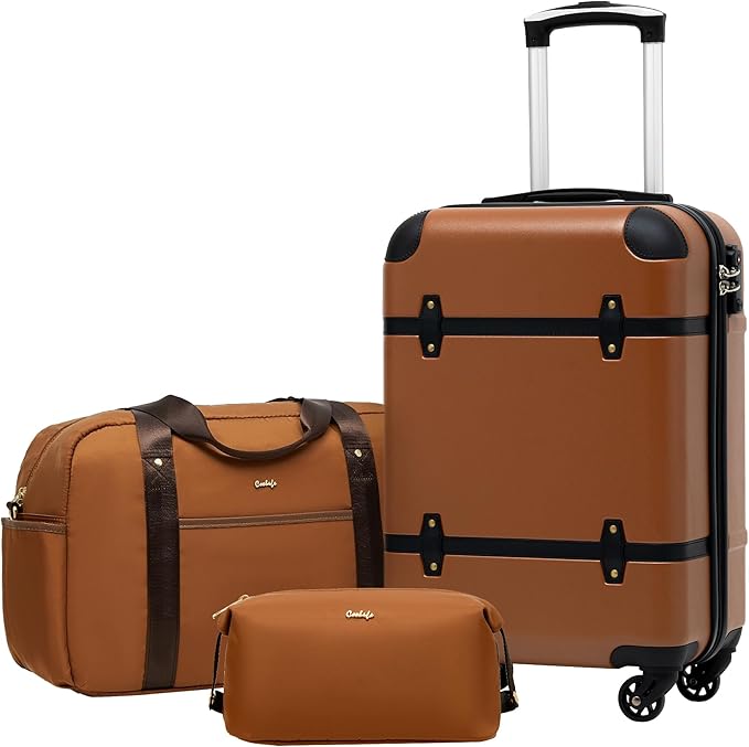 Coolife Luggage Set 3 Piece Suitcase Set Carry On Luggage PC Hardside Luggage TSA Lock Spinner Wheels Telescopic Handle
