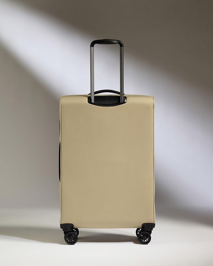 ANTLER - Soft Stripe Medium Luggage - 27" Softside Suitcase, Adjustable Handle, 4 Spinner Wheels, Lightweight, Expandable, TSA Lock - Recycled Polyester Luggage - 71cm, Sand Yellow