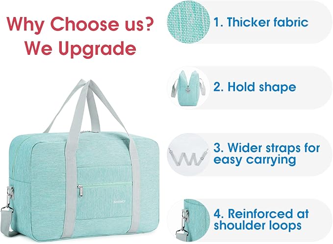 For Spirit Airlines Personal Item Bag 18x14x8 Foldable Travel Duffel Bag Tote Carry on Luggage Duffle Overnight for Women and Men