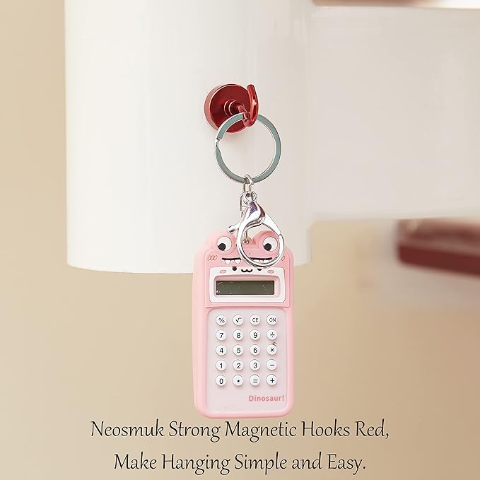 Neosmuk Magnetic Hooks,0.4lb Heavy Duty Earth Magnets with Hook for Refrigerator, Extra Strong Cruise Hook for Hanging, Magnetic Hanger for Cabins, Grill (Red, 6 Pack)