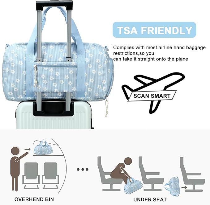 BLUBOON Duffle Bag Girls Kids Cute Gym Bag with Shoes Compartment & Wet Separation Waterproof Sports Overnight Travel Bag