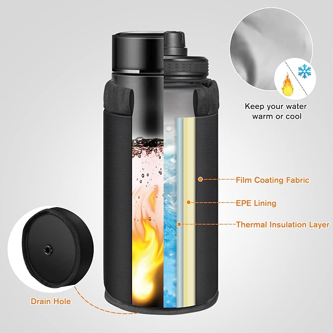 FINPAC Cup Holder for Bike, Universal Water Bottle Holder with Phone Pockets for Stroller Walker Golf Cart Rollator and Scooter, Outdoor, Biking - Black