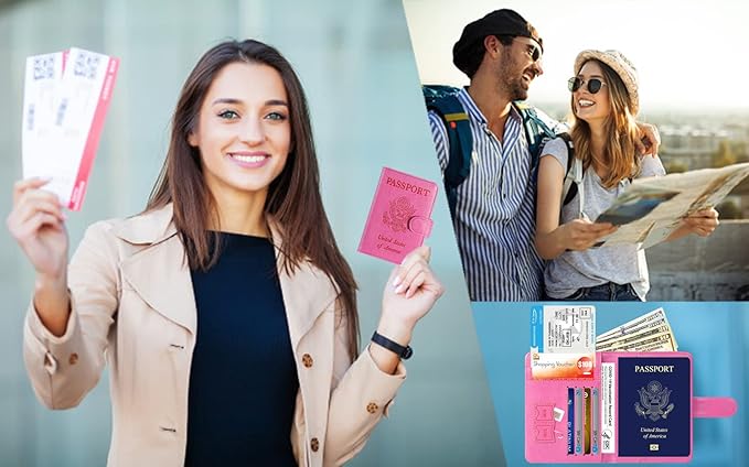 Passport Holder Cover Wallet RFID Blocking Leather Card Case Travel Accessories for Women Men (Atrovirens)