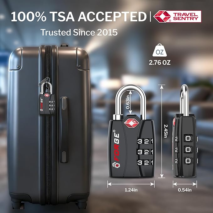 Forge TSA Approved Luggage Locks - Black 2 PK