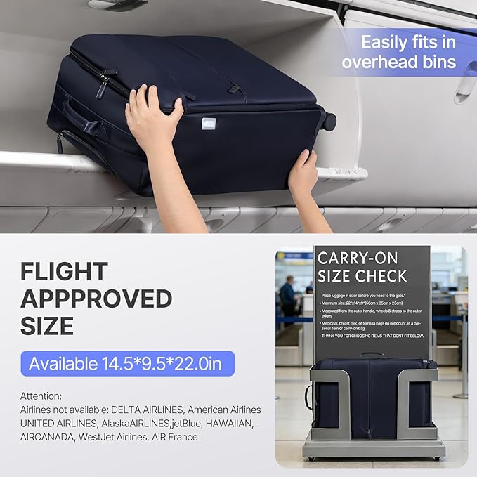 Carry On Luggage, Softside Suitcases with Spinner Wheels, Lightweight Carry-on Suitcase with TSA Lock for Women Men, Large Luggage for Travel Business Trip (Blue, 2-Piece Set 21/25)