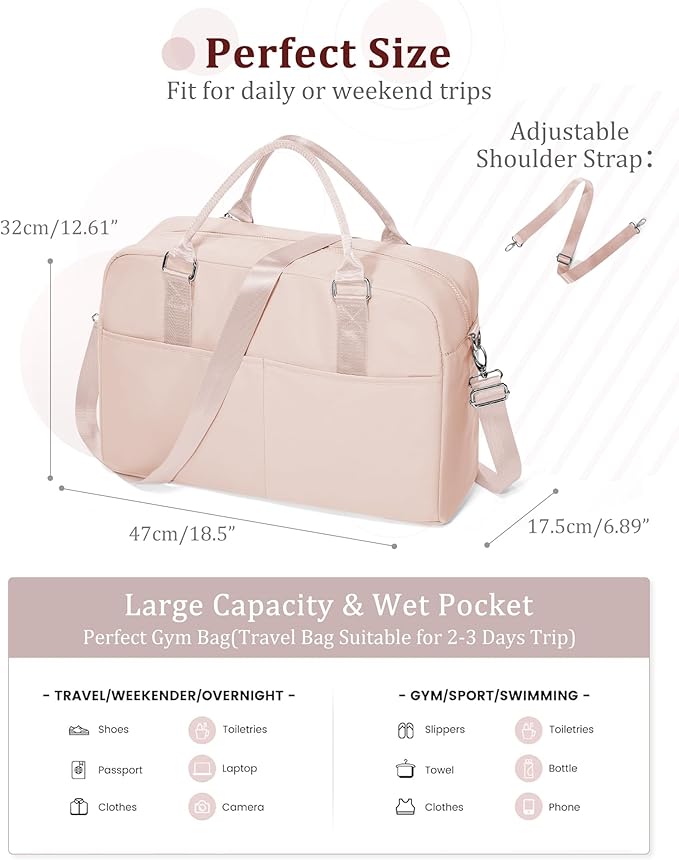 Gym Bag Womens,Travel Duffel Carry on Bag Sport Tote Bag Weekend Overnight Bag