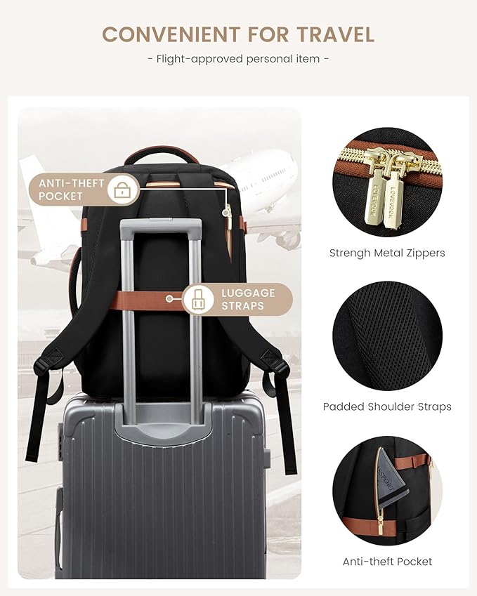 LOVEVOOK 50L Travel Backpack for Women, TSA Approved Carry On Backpack with 3 Packing Cubes, Personal Item Bag Fits 17" Laptop, Water-resistant Carry On Bag for Airplanes