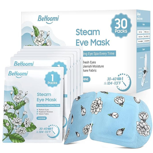 30Packs Steam Eye Mask, Heated Eye Mask Warm Compress for Eyes, Self Heating Disposable Steam Mask for Home Sleep, Spa, Travel Essentials & Relaxation Gifts, Stocking Stuffers (Jasmine)