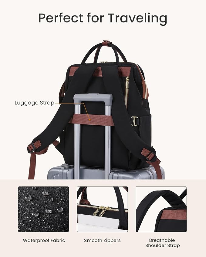 LOVEVOOK Laptop Backpack for Women with Giant Tumbler Holder Pocket, 15.6 inch Travel Work Bag Purse for Nurse Teacher, Waterproof Casual Daypack for College Business