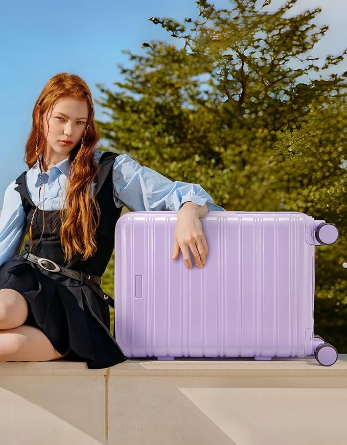 LARVENDER Carry On Luggage 22x14x9 Airline Approved, 20 Inch Expandable PC+ABS Hardside Suitcase Carry On Luggage with Spinner Wheels TSA Lock for Women Men (Lavender)