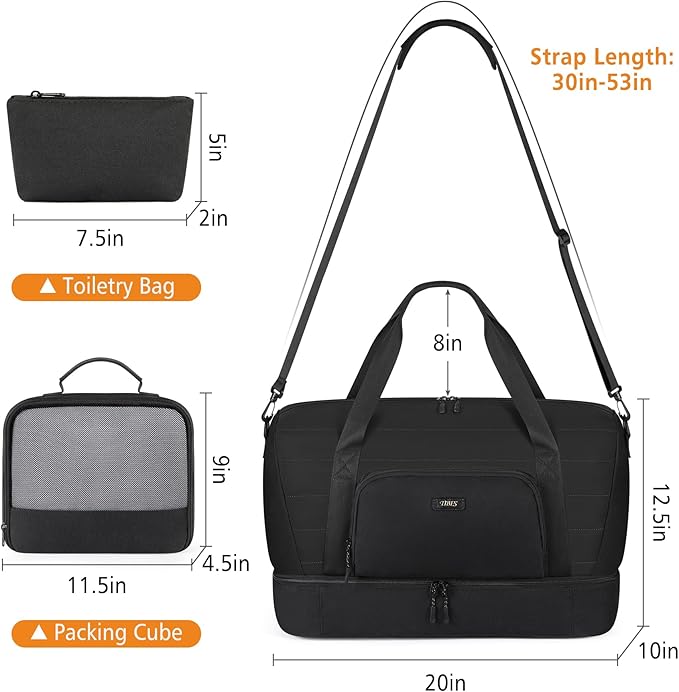 Travel Weekender Bag for Women, 21" Overnight Bag with Shoe Compartment 50L Large Travel Duffel Bag Carry On Tote for Weekend, Overnight, Business Trips, Water Resistant