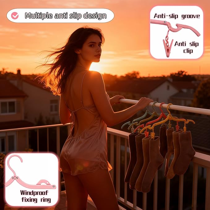 Foldable Hangers 4 Pack - Travel Hangers Collapsible Space Saving, Non-Slip Clothes Hangers with Removable Clips for Suitcase, Camping, Business Trips & Home Closet Organization Four Colors