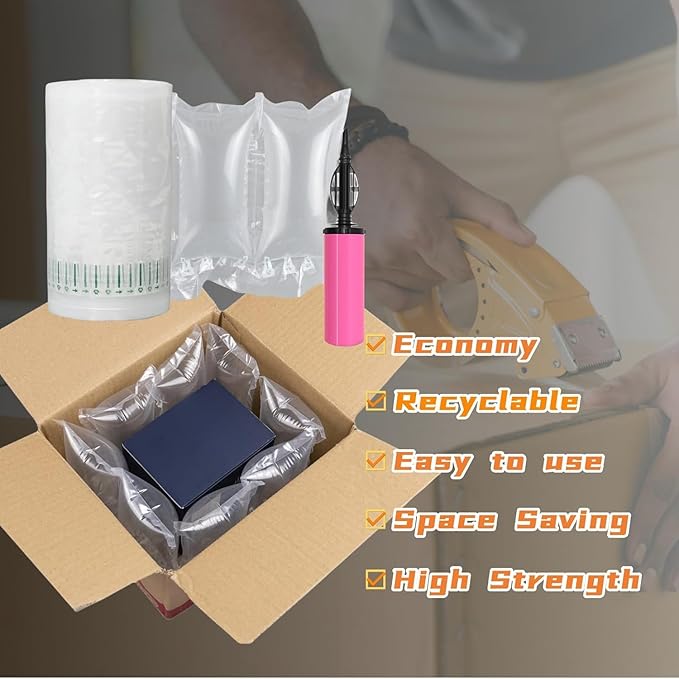 Air Pillows for Shipping with Pump Packaging Air Bags 200 Count Inflatable Shipping Supplies Box Filler Packing Materials Alternative to Packing Peanuts, Purse Stuffers for Shape 3.54" x 7.87"