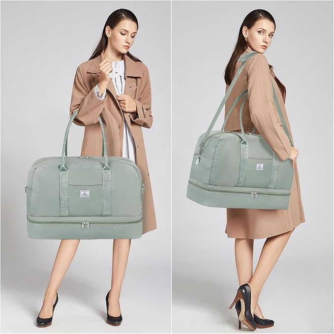 Weekender Bag for Women, Large Overnight Bag Canvas Travel Duffel Bag Carry On Tote with Shoe Compartment 21" 3Pcs Set