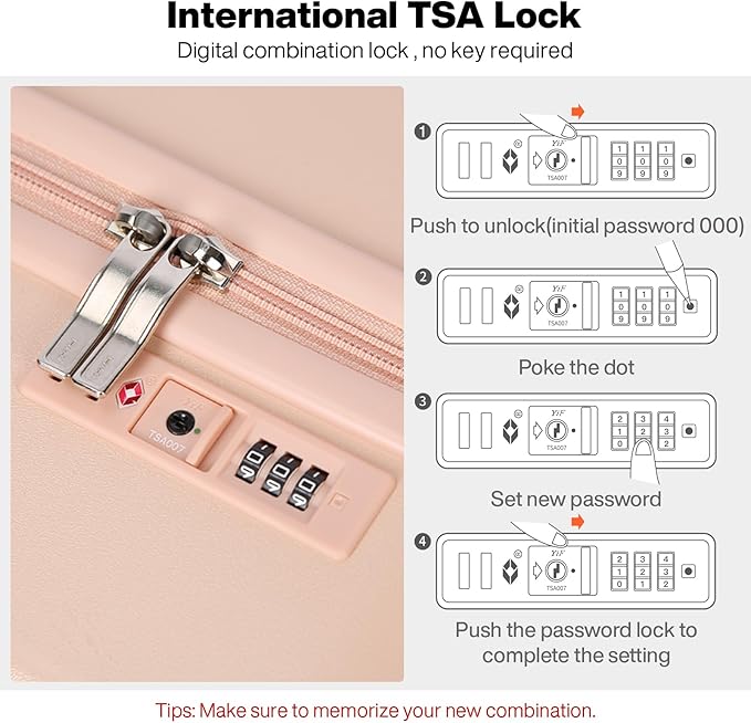 mixi Carry on Luggage, Suitcase with Spinner Wheels 16in Luggage Hardshell Lightweight Rolling Suitcases PC with Cover & TSA Lock, Pink