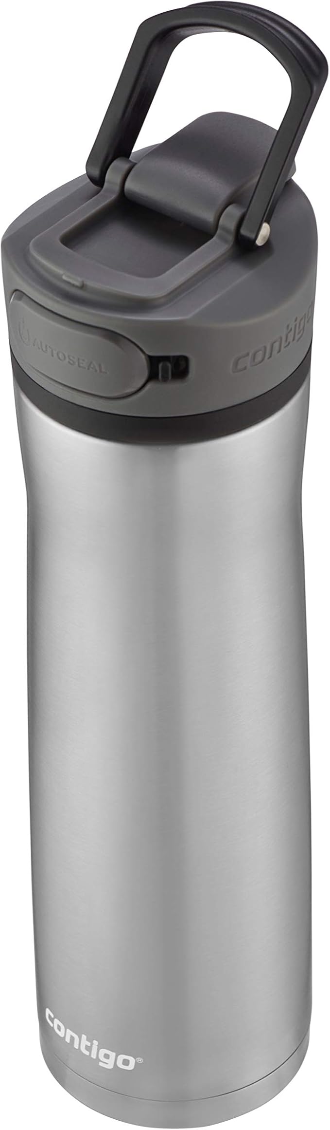 Contigo Cortland Chill 2.0 Vacuum-Insulated Stainless Steel Water Bottle, Spill-Proof Sip Technology, Interchangeable Lid, 24oz, Steel/Licorice, Perfect for Fitness Travel Everyday Use