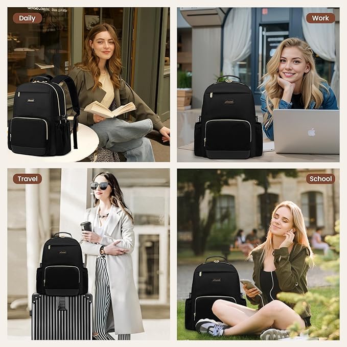 LOVEVOOK Laptop Backpack for Women with Pouch Pocket for Large Capacity Cup,18 Inch Laptop Computer Bag Travel Backpack Purse,Waterproof Work Business Backpack College Teacher Bags,Grayish Purple