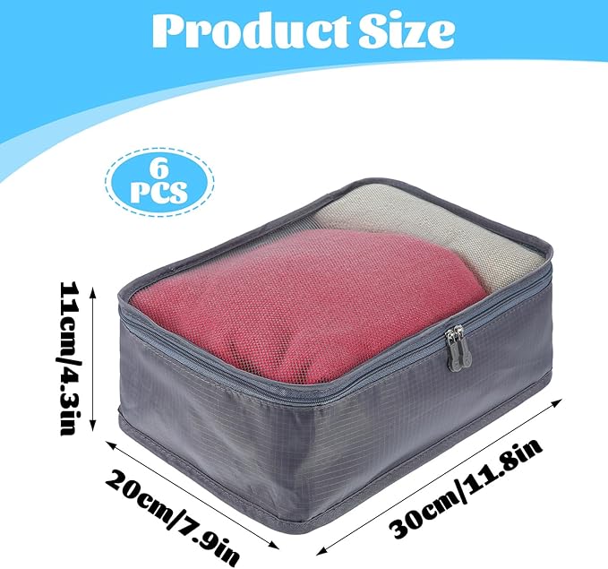 6 Pcs Packing Cubes, Mesh Travel Organizers, Foldable Laundry Bags, Water Resistant Clothing Storage for Travel, Camping, Backpacking