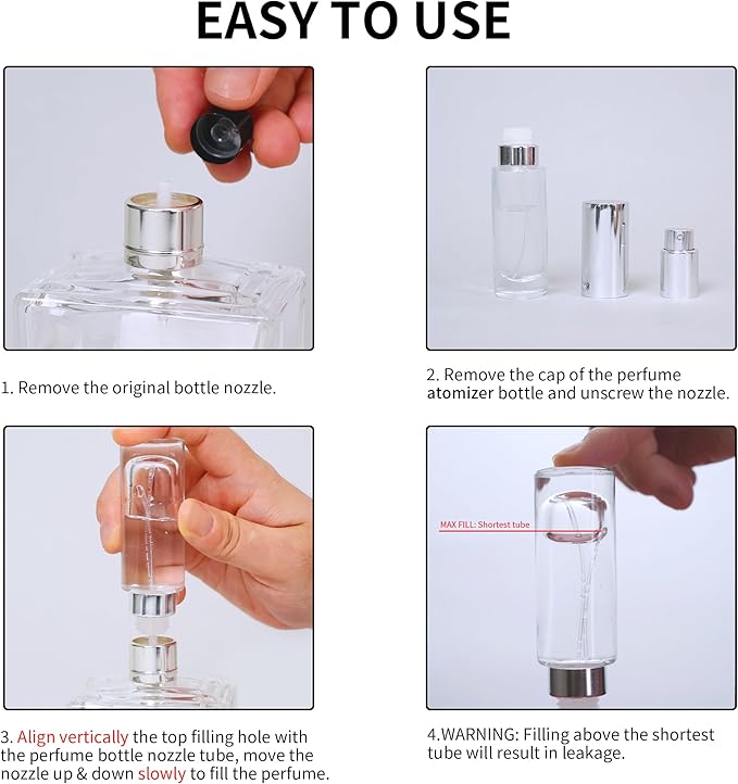 MUB 10ml Perfume Travel Refillable Atomizer Bottle Glass Unique Top-Filling Leak-Proof Spray Bottle Atomizer Sprayer for Perfume Cologne Mini Travel Size Empty Pocket Portable