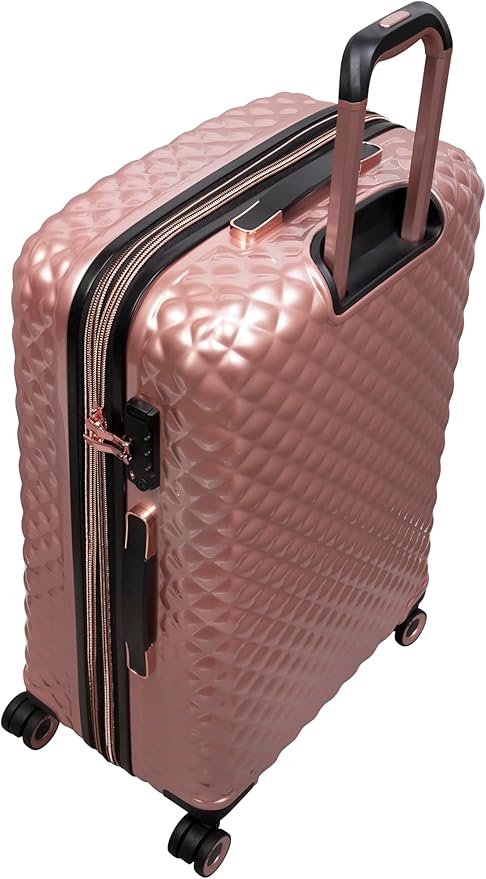 It Luggage Glitzy 31" Hardside Checked 8 Wheel Expandable Spinner, Metallic Rose Gold