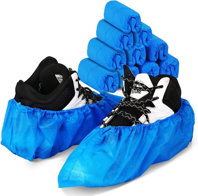 Shoe Covers Disposable Boot Cover Waterproof, Dust proof, 100 Pack(50 Pairs),The Size Fit Most, Non-slip, Blue, Protect Your Shoes, Floor, Carpet