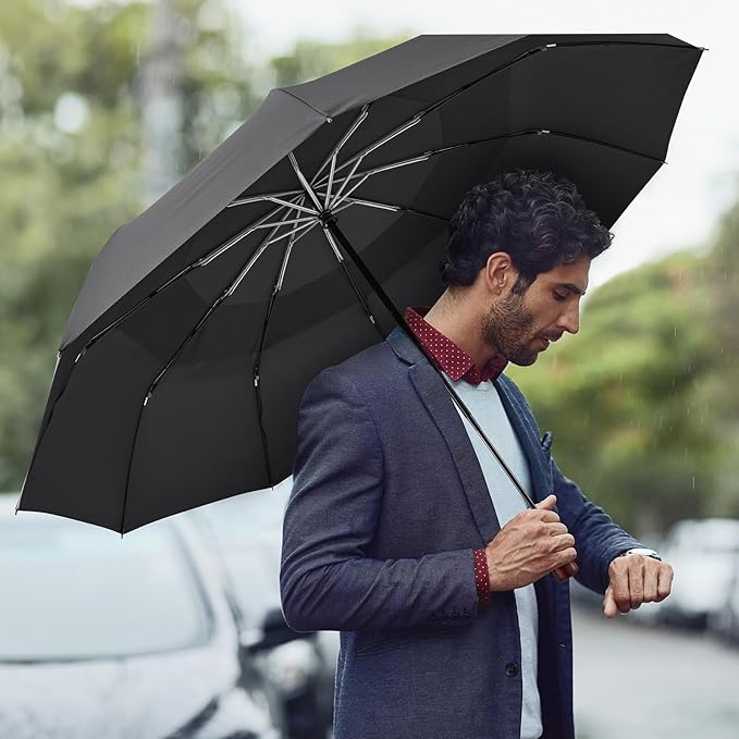 G4Free 54 Inch Large Compact Windproof Golf Umbrella for Rain Oversized Auto Open Close Folding Travel 10 Ribs Vented Double Canopy Umbrella for Women Men