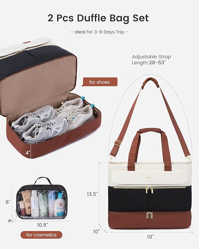 LOVEVOOK Weekender Bags for Women, Wide Open Large Travel Duffle Bag with Shoe Compartment, Carry on Overnight Bags, Hospital Bag for Women Labor Delivery with Wet Pocket