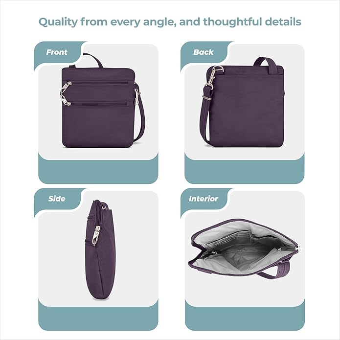 Travelon Anti-theft Classic Slim Double Zip Crossbody