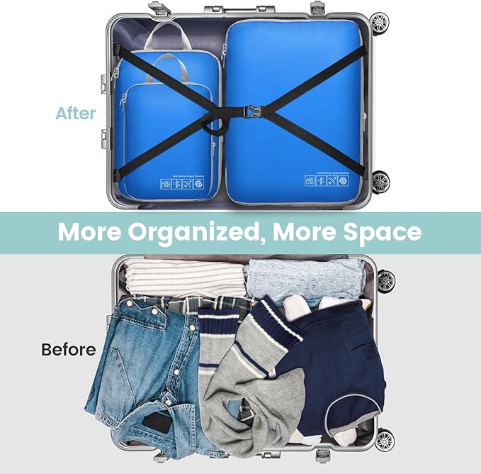Cambond Compression Packing Cubes for Travel - Lightweight Expandable Travel Bags Luggage Organizers Travel Essentials Compression Cubes for Travel Space Saver for Carry on Suitcases Organizer