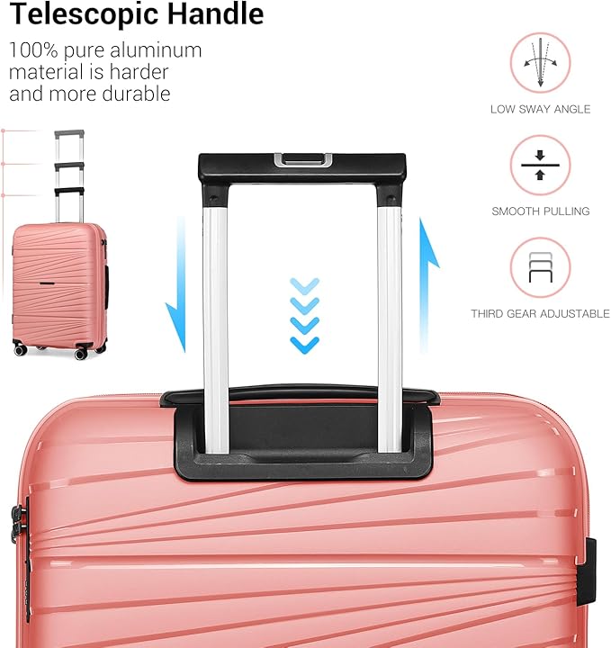 LARVENDER Luggage Sets 2 Piece, Expandable PP 24 Inch Check-in Suitcase with Duffle Bags for Women, Luggage Set Clearance with Spinner Wheels TSA Lock (Peach)