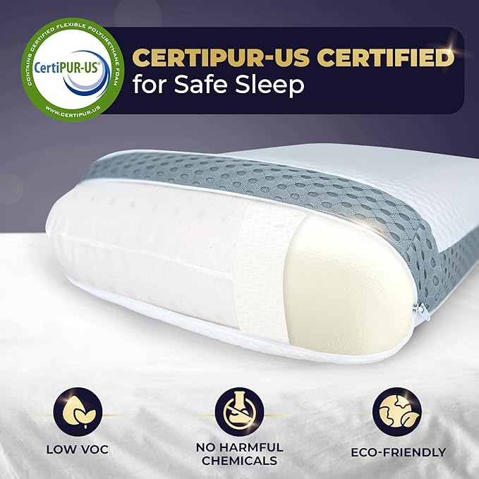 Royal Therapy Memory Foam Pillow, Neck Pain Relief, for Neck and Shoulder Pain, Side Sleeper, Cervical, Pillow Sleeping, Non-Adjustable