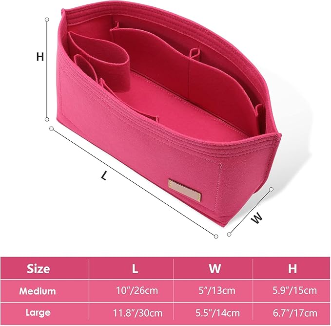 Premium Felt Purse Organizer Insert Compatible with Neverfull GM and More, Felt Bag Organizer Liner with Base Shaper for Tote Handbags,Rose/XL