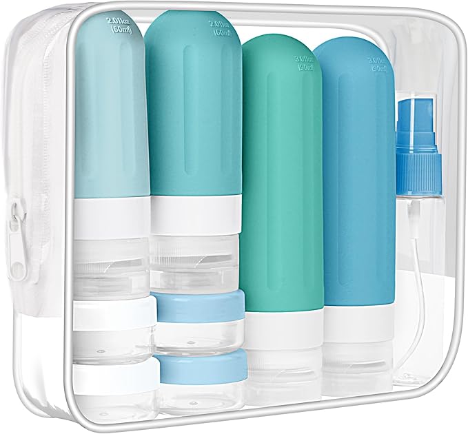 Landisun Travel Bottles for Toiletries 18Pack Toiletry Travel Size Containers Travel-Bottles Accessories TSA Approved Leak Proof (Blue)