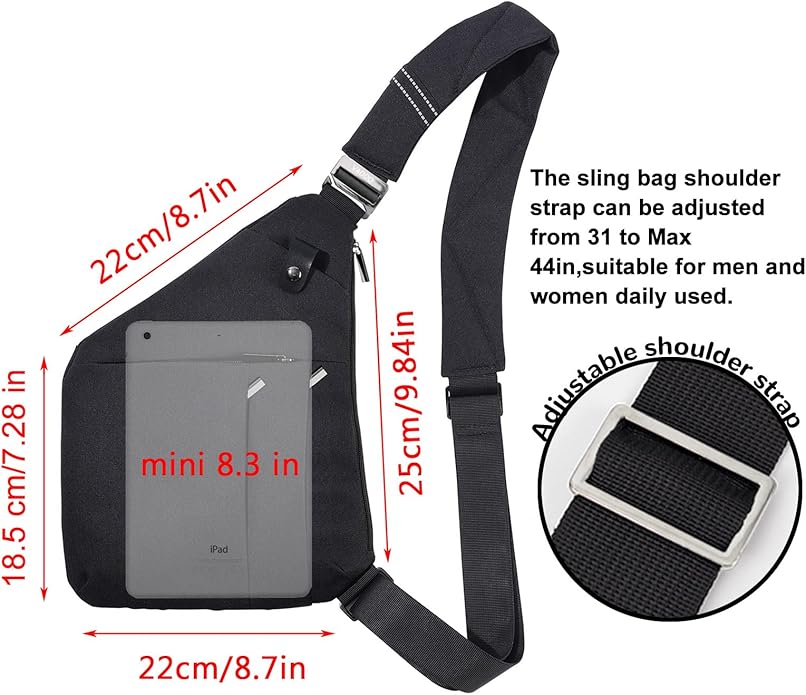 VADOO Sling Bag - Anti-theft Crossbody Shoulder Bag for Men and Women