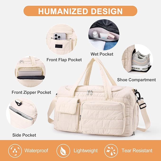 Small Gym Bag for Women, Travel Duffle Bag Carry On Weekender Bag with Shoe Compartment