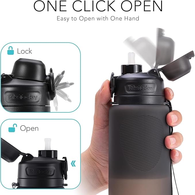 TakeToday Collapsible Water Bottles 32oz, Foldable Travel Bottle, TSA-Approved Leakproof Newly Silicone Water Bottle for Hiking, Travel, Outdoors, Green