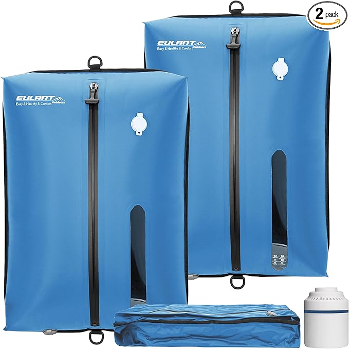 Reusable Vacuum Bags for Travel With Pump,Professional Waterproof IPX8 Vacuum Compression Bag for Suitcases Backpack,Space Saver Bags Packing Organizers for Clothing Packing(2 Pack,Blue)