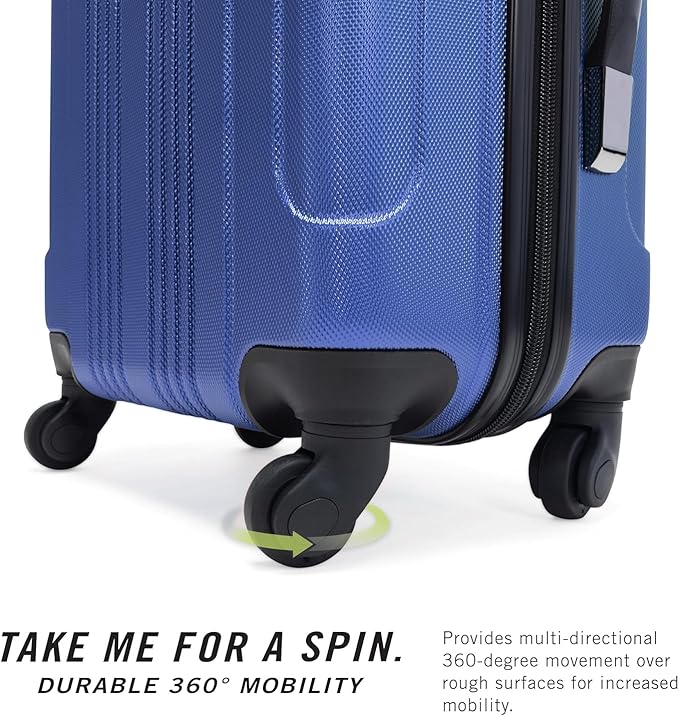 Kenneth Cole REACTION Out of Bounds Lightweight Hardshell 4-Wheel Spinner Luggage, Cobalt Blue, 20-Inch Carry On