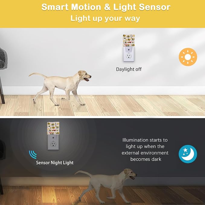Tractor Night Light, Construction Machines Night Lights Plug Into Wall with Dusk To Dawn Sensor Wall Lamp, Nightlights For Bedroom, Bathroom, Hallway, Kitchen, Gifts Ideal For Girls Women