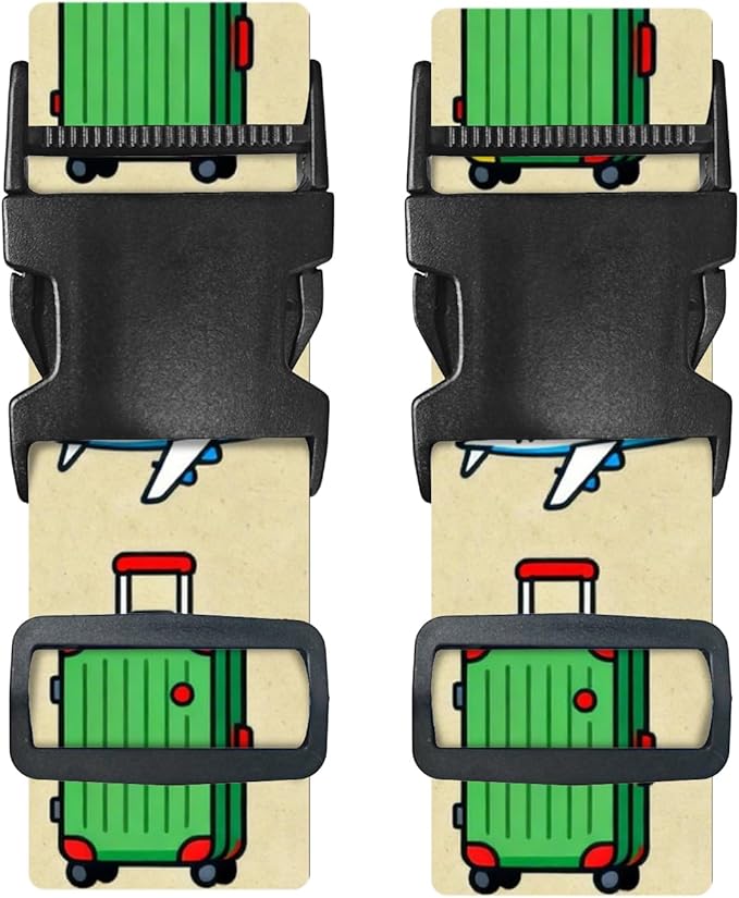 Nuxovilar Luggage Straps of 2 Set Sunglasses Airplane Suitcase Pattern, 1.96x90.5 inches - Luggage Straps for Suitcases, Perfect for Travel, Business Trips, Vacation