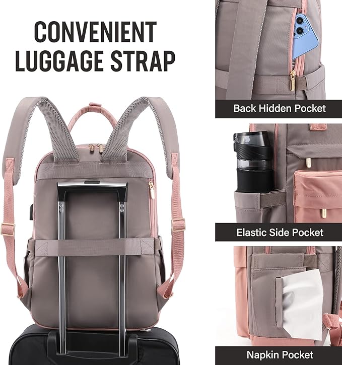 LOVEVOOK Laptop Backpack for Women 15.6 Inch Laptop Bag with USB Port, Fashion Waterproof Backpacks Teacher Nurse Stylish Travel Bags Vintage Daypacks Bookbag for College School Work