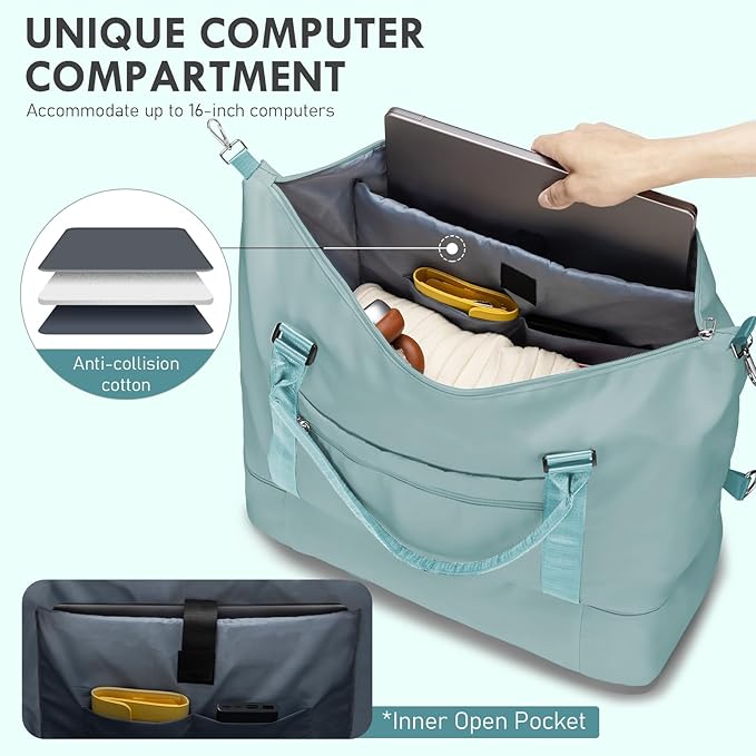 WOOMADA Weekender Overnight Bag for Women, Shoulder Travel Duffel with Shoes Compartment,Gym Bag with Toiletry Bag