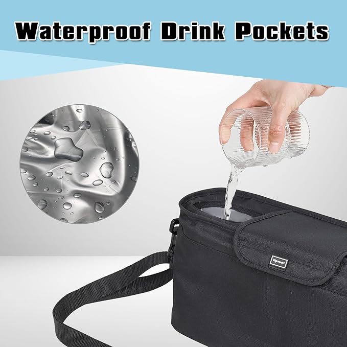 Vigorport Waterproof Luggage Travel Cup Holder, Free Hand Drink Carrier with Storage Bag, Coffee Mug Holders for Suitcases, Travel Accessories for Men Women, Flight Attendant Essentials