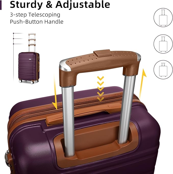 LARVENDER Luggage Sets 6 Piece, Expandable Hardside Carry on Suitcase Set with Spinner Wheels, Lightweight Rolling Luggage Sets for Women with TSA Lock, Purple
